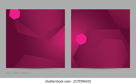 Reflejar el volante cuadrado geométrico con gradiente profundo y formas geométricas de desaparición. Plantilla moderna para banner en medios sociales. Diseño de materiales contemporáneos con papel cortando sombra realista.