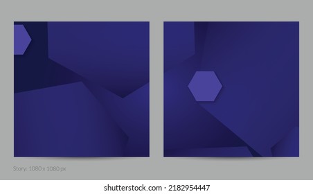 Reflejar el volante cuadrado geométrico con gradiente profundo y formas geométricas de desaparición. Plantilla moderna para banner en medios sociales. Diseño de materiales contemporáneos con papel cortando sombra realista.
