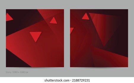 Abstract geometric square flyer with deep gradient and vanishing geometric shapes. Modern template for social media banner. Contemporary material design with paper cut out realistic shadow.