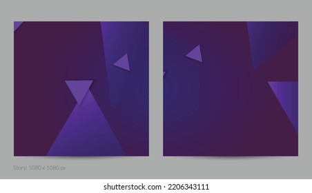 Reflejar el volante cuadrado geométrico con gradiente profundo y formas geométricas de desaparición. Plantilla moderna para banner en medios sociales. Diseño de materiales contemporáneos con papel cortando sombra realista.