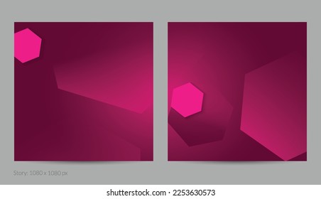 Reflejar el volante cuadrado geométrico con gradiente profundo y formas geométricas de desaparición. Plantilla moderna para banner en medios sociales. Diseño de materiales contemporáneos con papel cortando sombra realista.