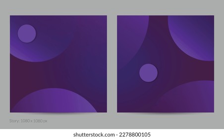 Abstract geometric square flyer with deep gradient and vanishing geometric shapes. Modern template for social media banner. Contemporary material design with paper cut out realistic shadow.