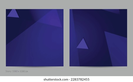 Abstract geometric square flyer with deep gradient and vanishing geometric shapes. Modern template for social media banner. Contemporary material design with paper cut out realistic shadow.
