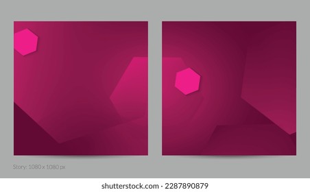 Abstrakter geometrischer Flyer mit tiefem Farbverlauf und verschwindenden geometrischen Formen. Moderne Vorlage für Social Media-Banner. Modernes Materialdesign mit Papier schneidet realistischen Schatten aus.