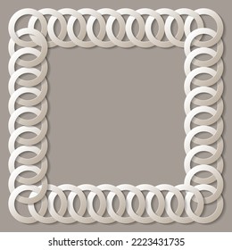 Abstract geometric square frame. Paper cut out chain. 3d border. Vector illustration.