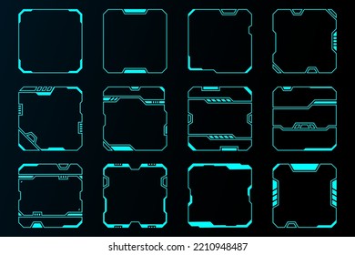 Abstract geometric square frame set modern technology futuristic interface hud .