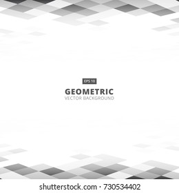 Abstract geometric square gray and white color pattern background perspective with copy space. Vector illustration