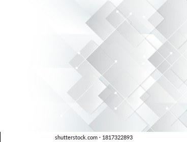 Abstract geometric square grey with line on white background technology concept. Vector illustration