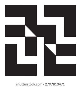 Abstract geometric square icon featuring minimalist interlocking shapes and lines for modern corpora