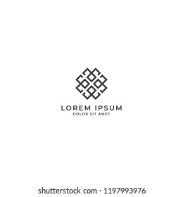 Abstract Geometric Square Line Logo Design Vector Template