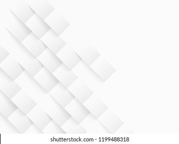 Abstract . geometric square paper white background ,light and shadow . Vector
