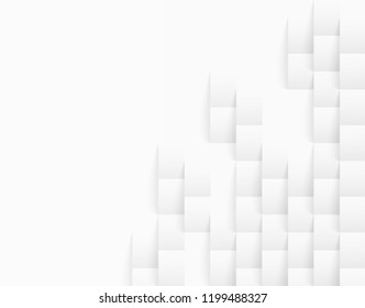 Abstract . geometric square paper white background ,light and shadow . Vector
