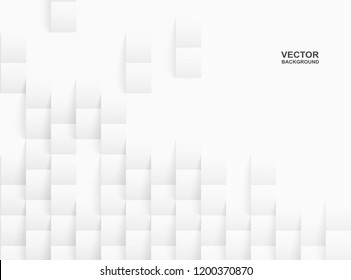 Abstract . geometric square paper white background ,light and shadow . Vector

