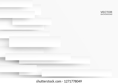 Abstract .Geometric square paper white background ,light and shadow. Vector