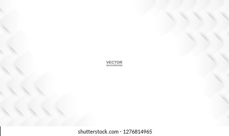 Abstract .Geometric square paper white background ,light and shadow. Vector.