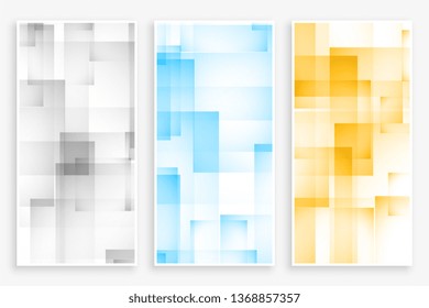 abstract geometric square and rectangle pattern banners