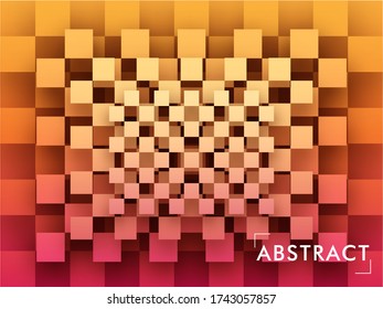 Abstract Geometric Square Shape Paper Cut Overlap Pattern Background.