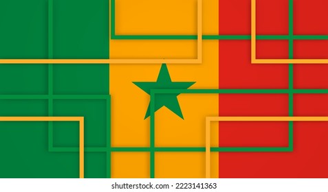 Abstrakte geometrische Streifen Linien Paperschnitt Hintergrund mit Flagge im Senegal