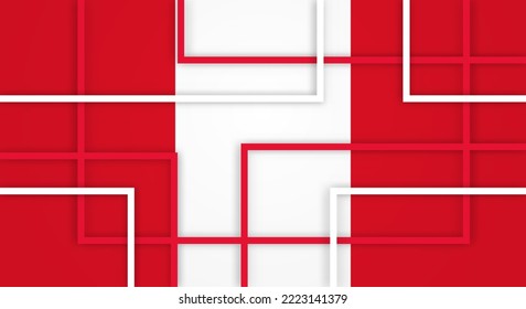 Resumen de rayas geométricas cuadradas líneas de fondo cortado con bandera del Perú