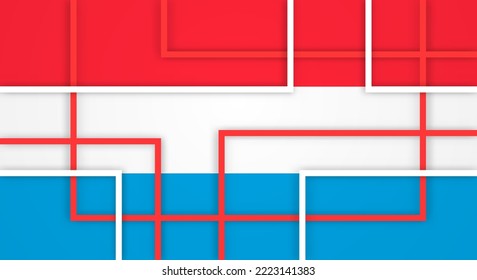 Abstract Geometric Square Stripes Lines Papercut Background with Flag of Luxembourg