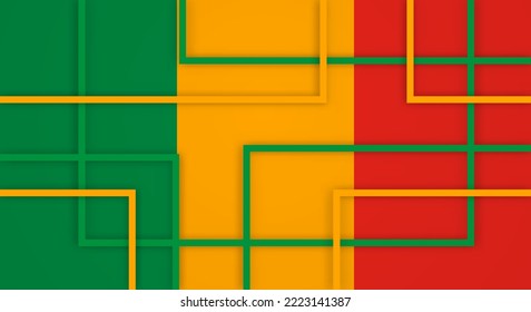 Abstract Geometric Square Stripes Lines Papercut Background with Flag of Mali