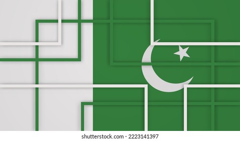 Abstrakter geometrischer Streifen Linien Paperschnitt Hintergrund mit Flagge Pakistans