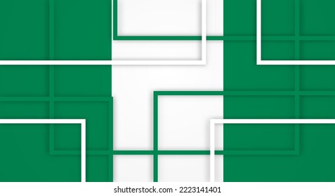 Abstract Geometric Square Stripes Lines Papercut Background with Flag of Nigeria