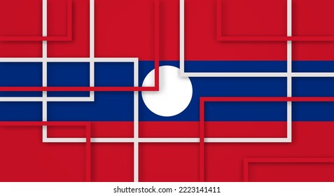Resumen de líneas de franjas geométricas cuadradas de fondo de papel con bandera de Laos
