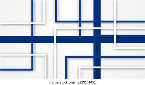Abstract Geometric Square Stripes Lines Papercut Background with Flag of Finland