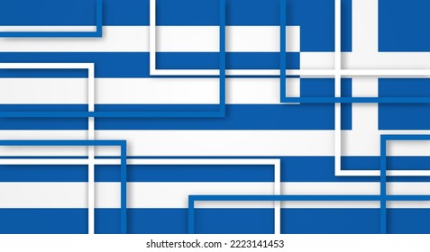 Abstract Geometric Square Stripes Lines Papercut Background with Flag of Greece