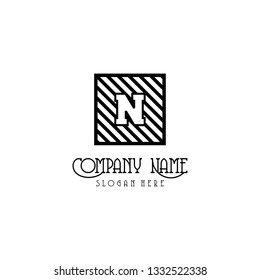 abstract geometric square with strips N logo letter design concept