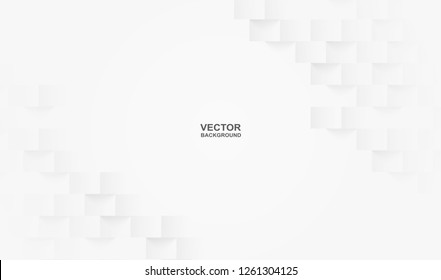 Abstract .Geometric square white background ,light and shadow .Vector