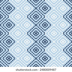 Abstrakter geometrischer quadratischer Winter Indigoblau-Muster-Hintergrund.