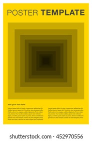 Abstract geometric square and yellow color background flat design poster template with text and image. Applicable for covers, placards, posters, fliers and banner designs.