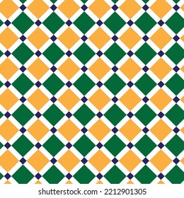 Abstrakte geometrische Quadrate Diamantstil Italienisches Muster Minimale Formen Tartan Classic Trendy Modefarben Perfekt für Allover Stoffdruck oder Innendesign Grüne Farbgelbe Farbtöne