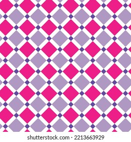 Abstract Geometric Squares Diamond Style Italian Tile Pattern Minimal Shapes Tartan Classic  Trendy Fashion Colors Perfect for Allover Fabric Print or Interior Design Lilac Fuchsia Tones