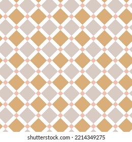 Abstract Geometric Squares Diamond Style Italian Tile Pattern Minimal Shapes Tartan Classic  Trendy Fashion Colors Perfect for Allover Fabric Print or Interior Design Beige Soft Brown Tones