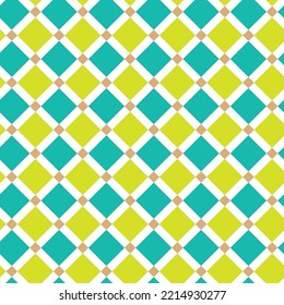 Abstract Geometric Squares Diamond Style Italian Tile Pattern Minimal Shapes Tartan Classic  Trendy Fashion Colors Perfect for Allover Fabric Print or Interior Design Pistachio Green Tiffany Blue Tone