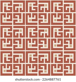 Abstract Geometric Squares Lines Art Deco Minimal Labyrinth Vector Pattern Trendy Fashion Colors Perfect for Allover Fabric Print or Wrapping Paper Amber Brown Tones