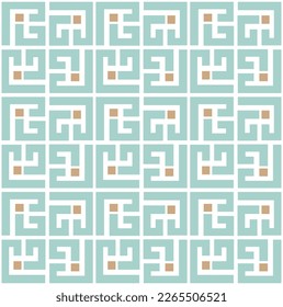 Resumen de cuadrados geométricos Líneas Art Deco Patrón vectorial de laberinto mínimo Color de moda a la moda Perfecto para la impresión de tela de alamante o envolver papel Tono azul