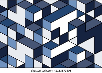 Resumen de cuadrados geométricos sobre fondo azul.