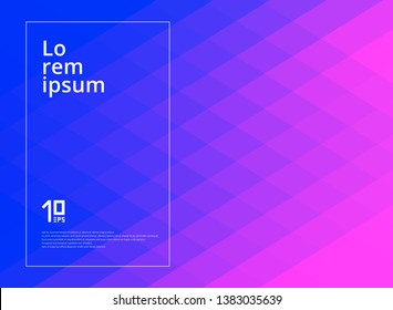 Abstract geometric squares pattern pink and blue gradient color background with copy space. Vector Illustration