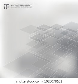 Abstract geometric squares shape pattern perspective technology gray color background. Vector graphic illustration