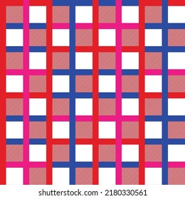 Resumen Cuadrados geométricos Tiras Tartán Tartán patrón repetido sin inconvenientes Colores de moda a la moda Perfecto para la impresión de tela de alamante o envolver líneas diagonales de papel Tono azul rojo