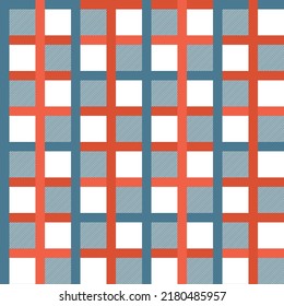 Resumen Cuadrados geométricos Tiras Tartán Tartán patrón repetido sin inconvenientes Colores de moda a la moda Perfecto para la impresión de tela de Allover o envolver líneas diagonales de papel Tono de coral azul