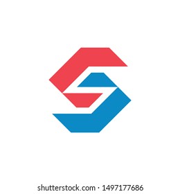 Abstract and Geometric SS Monogram, Letter S with negative space icon, template .vector
