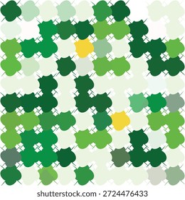 Patrón geométrico Abstractas sin fisuras del día de San Patricio. Fondo de mosaico de trébol de trébol verde. Moderna textura de Vector de camuflaje con símbolos irlandeses de la suerte para textiles o Fondo de pantalla.