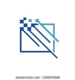 abstract geometric stacked shape digital square logo design element