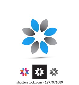 Abstract Geometric Star Flower Vector. Circle  Brand Logotype. Professional Corporate Company Identity Graphic Icon Symbol.