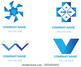 abstract geometric star logo design in blue vector style